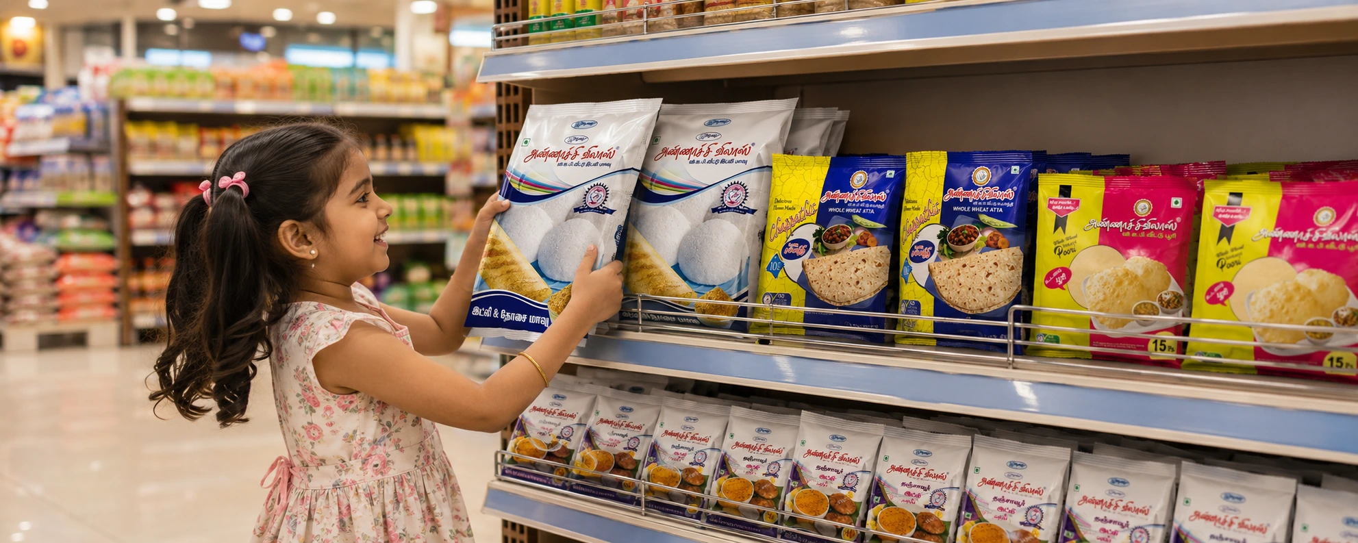 Range of South Indian food products and idly batter in Madurai